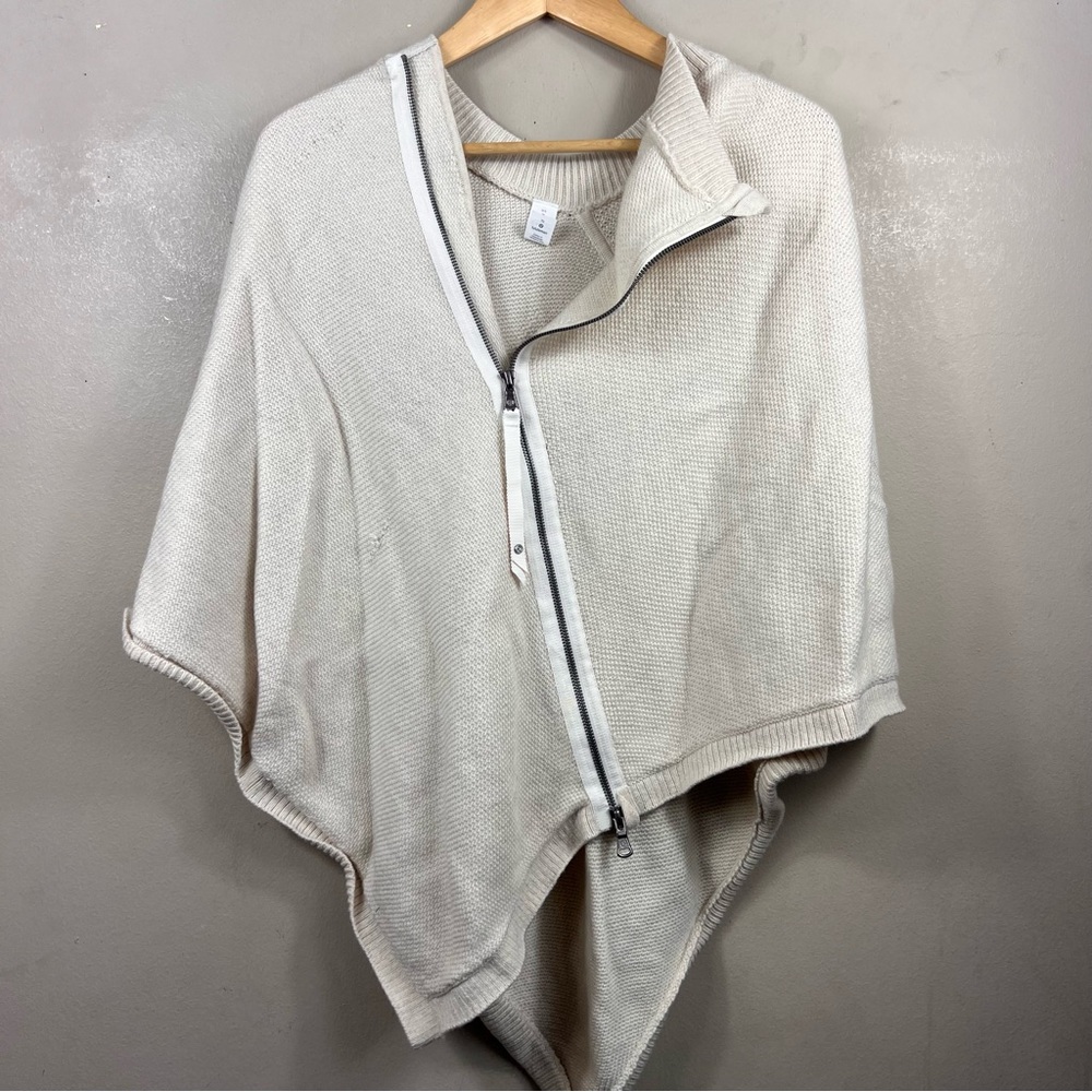 lululemon athletica Cream Zip-Front Knit Poncho